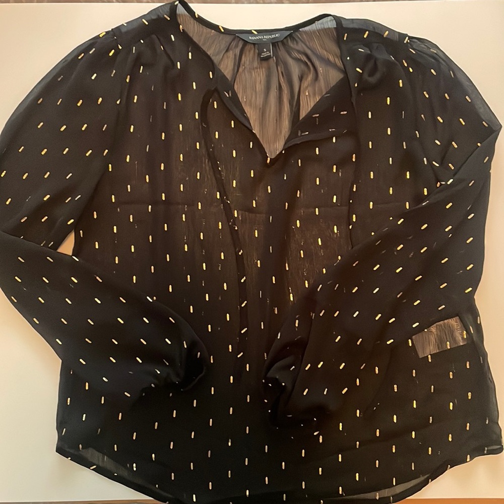 Small Banana Republic sheer black and gold blouse